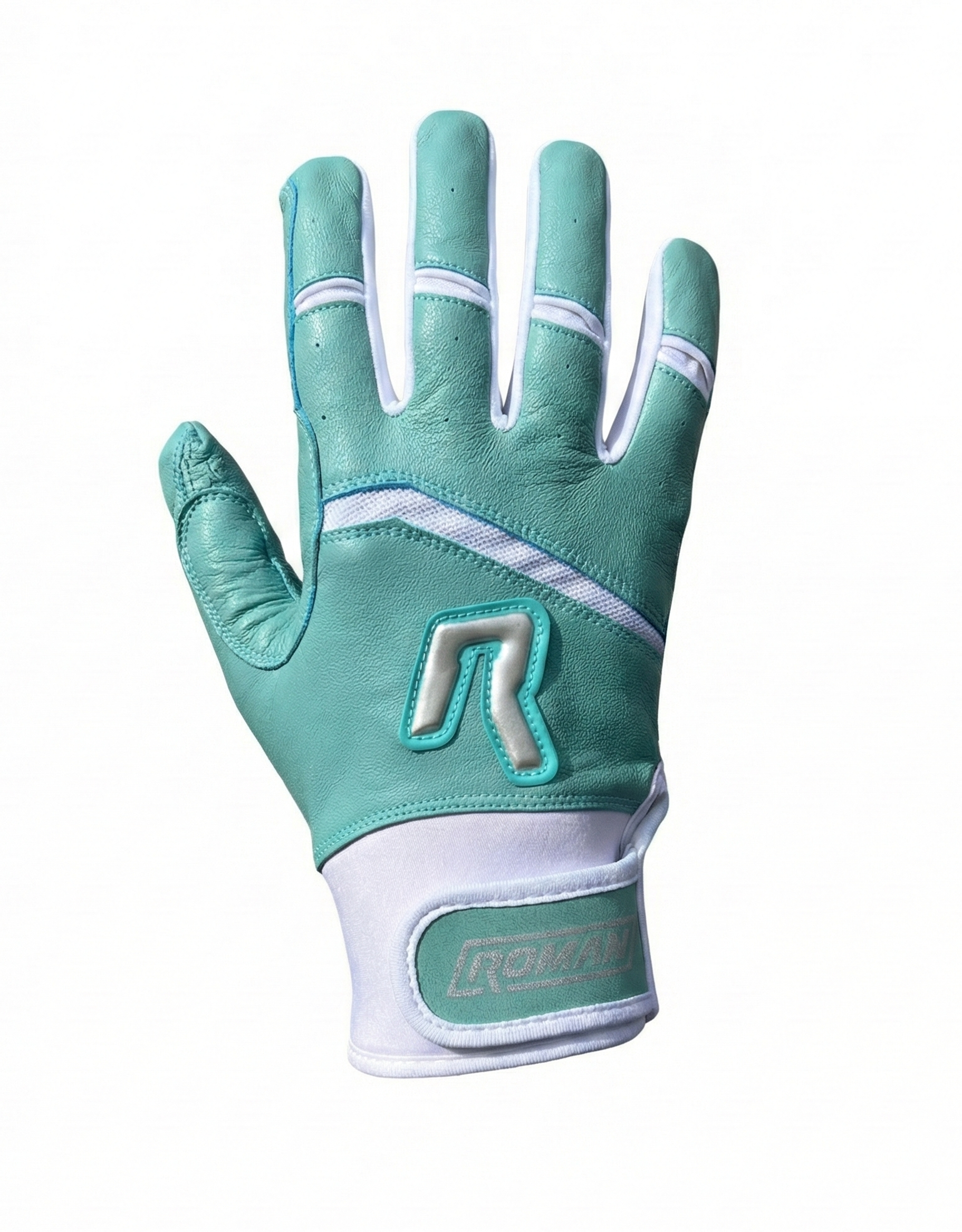 Dingers Series Aqua Mint & White Short Cuff Batting Gloves