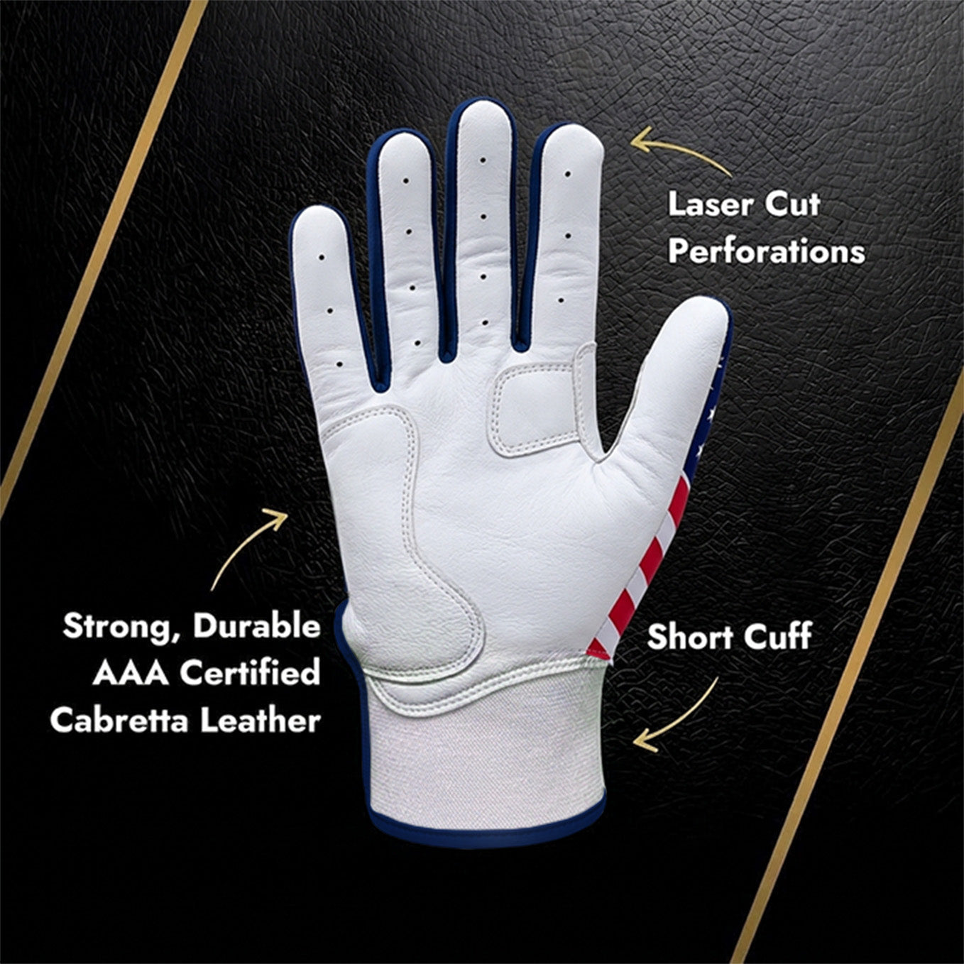 American Flag Batting Gloves | Roman Gloves Short cuff
