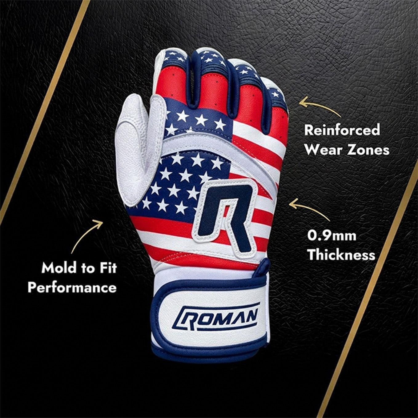 American Flag Batting Gloves | Roman Gloves Short cuff