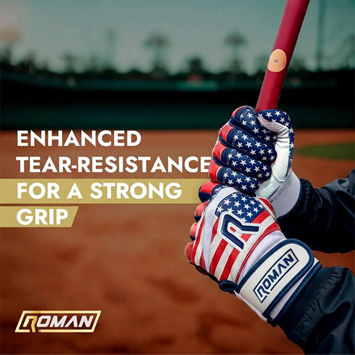 American Flag Batting Gloves | Roman Gloves Short cuff