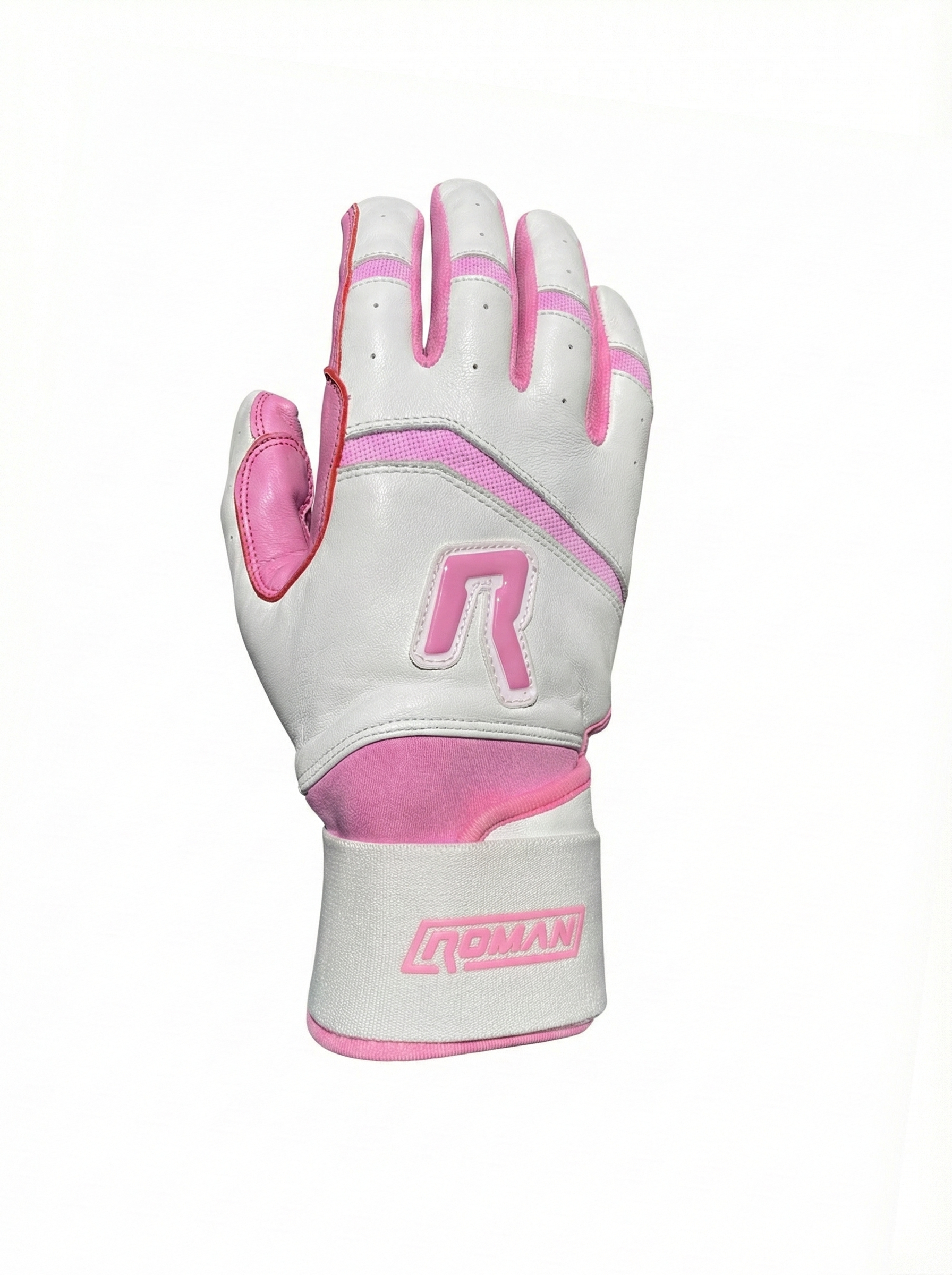 Dingers Series Baby Pink & White Long Cuff Batting Gloves