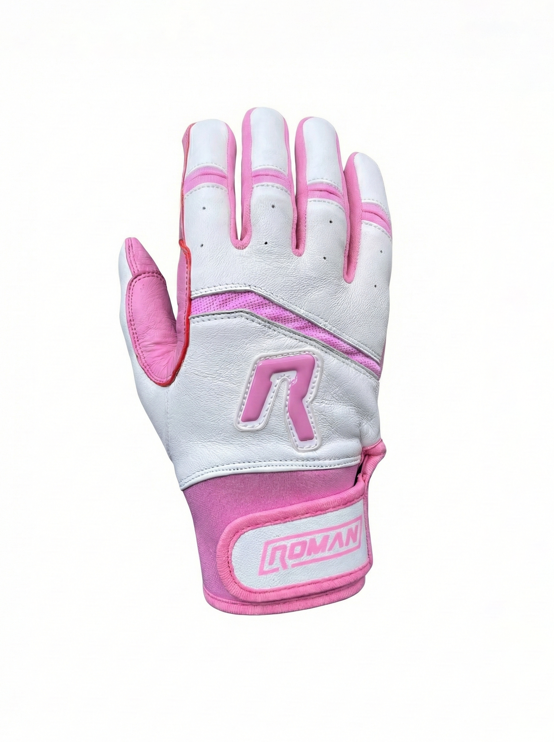 Dingers Series Baby Pink White Short Cuff Batting Gloves