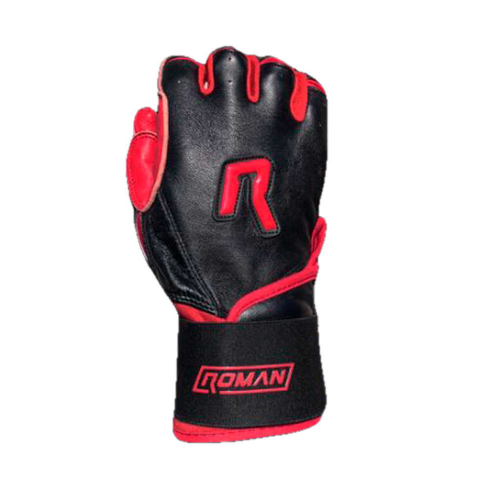Dingers Series Black Red Long Cuff Batting Gloves