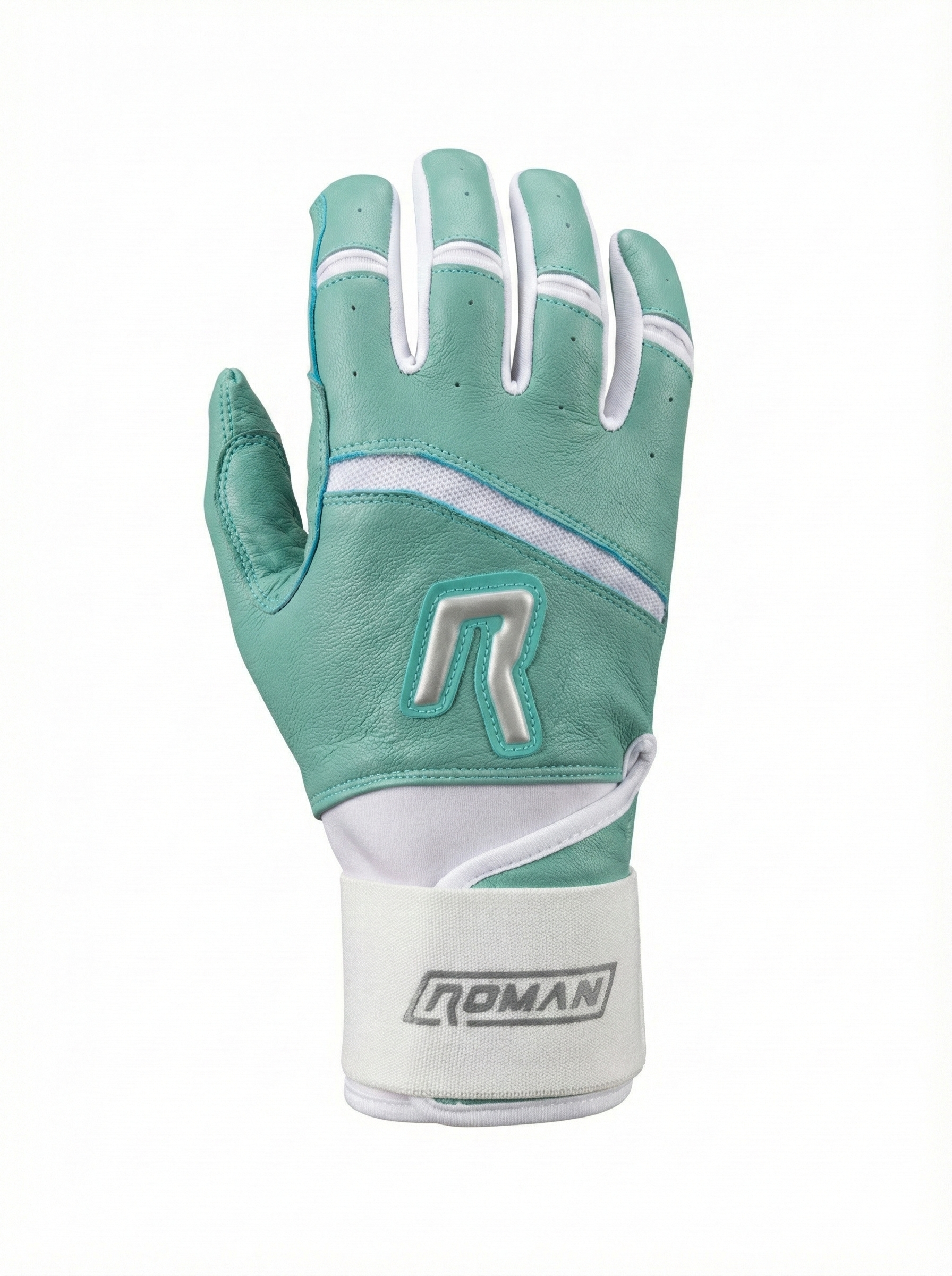 Dingers Series Aqua Mint & White Long Cuff Batting Gloves